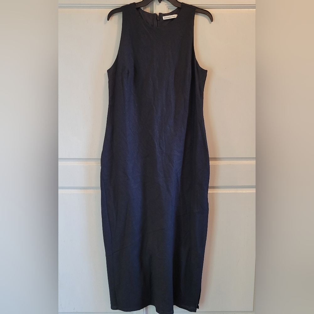 Abercrombie & Fitch Black Linen Blend High Neck Maxi Dress - Picture 2 of 11